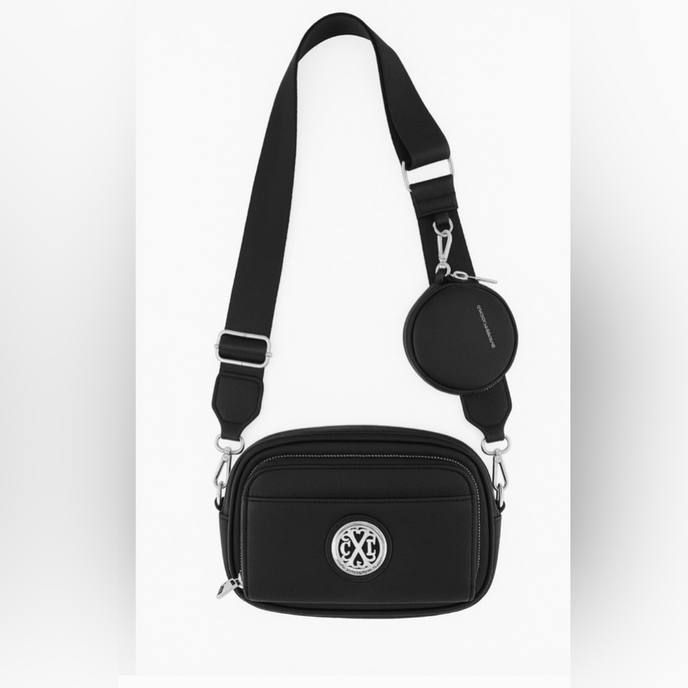 Christian Lacroix Multi-Compartment Crossbody Bag w/ Coin Pouch – Black – NWT